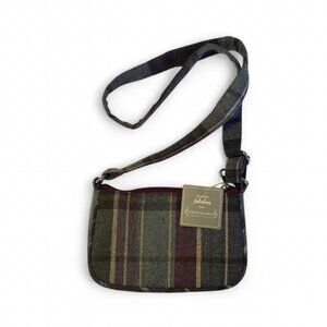 NWT Earth Squared Fair Trade Flecked Plaid/Tartan Wool Blend Crossbody Bag Purse